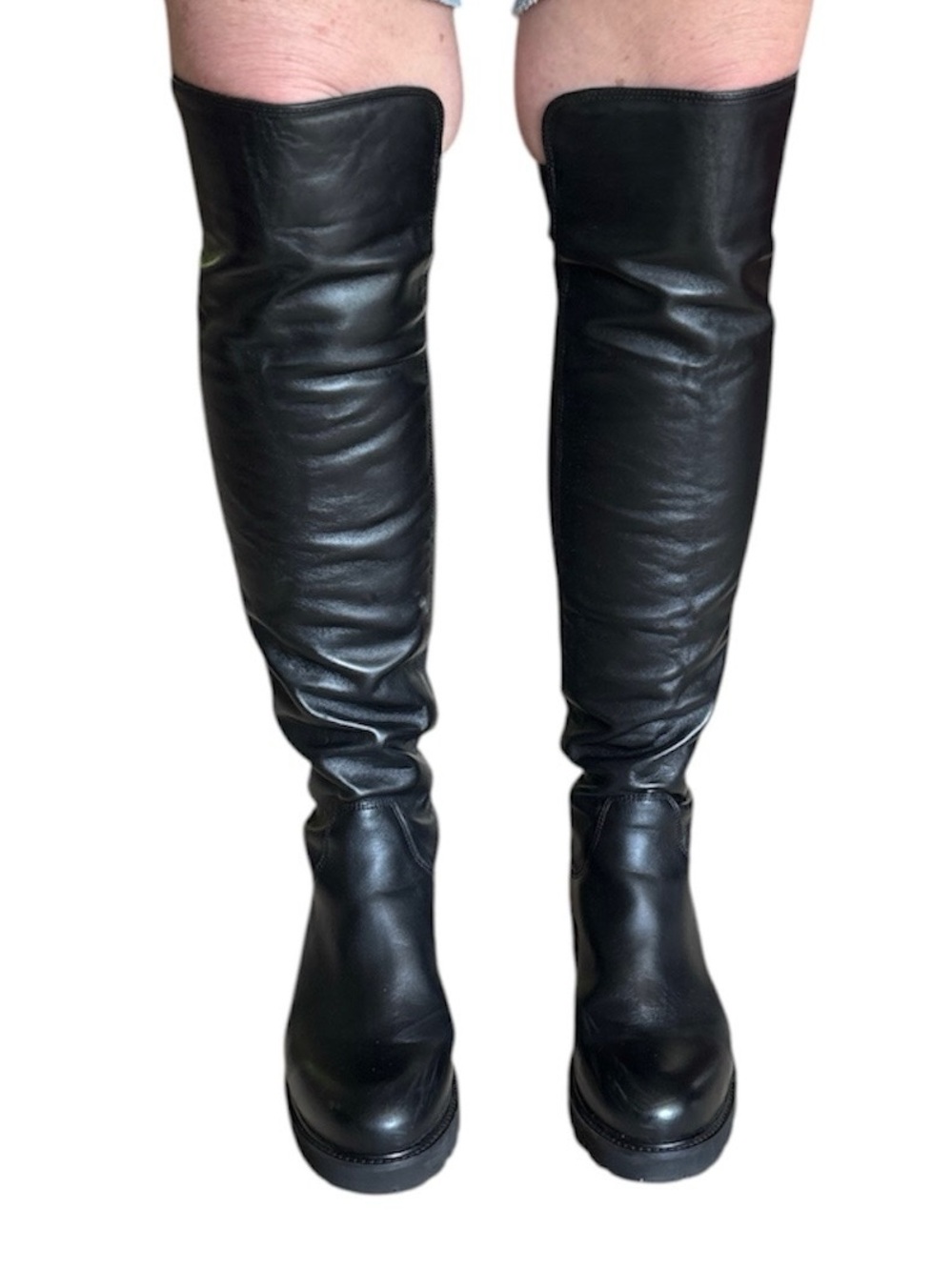 La Canadienne Black leather stretch over the knee riding boots, size 10. - Picture 2 of 4
